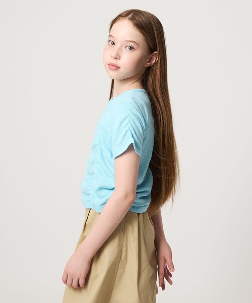 green label relaxing(グリーンレーベルリラクシング)の「【WEB限定】シャーリング Tシャツ / キッズ 100cm-160cm(Tシャツ/カットソー・キッズ・ライム/オレンジ/ライトブルー・100cm/160cm/140cm/150cm/130cm/110cm/120cm)」の12枚目の写真