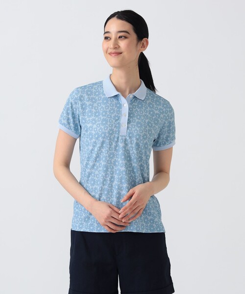 BEAMS GOLF(ビームスゴルフ)の「PURPLE LABEL / シャドー フラワープリント ポロシャツ(ポロシャツ・レディース・ミント/ブルー・SMALL/MEDIUM/LARGE)」の2枚目の写真