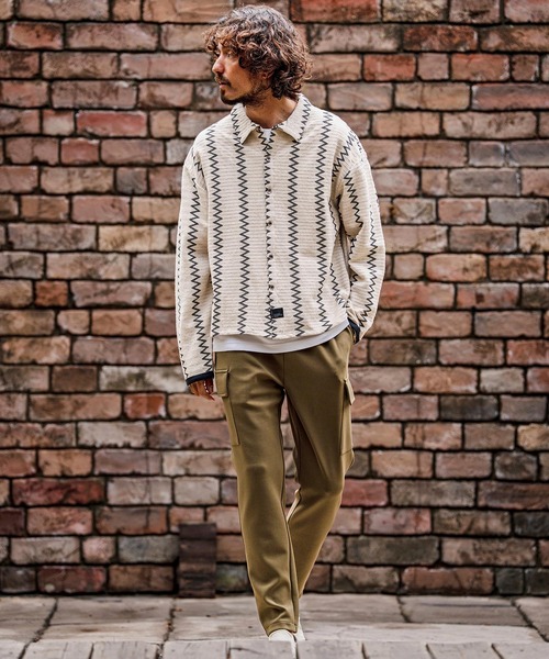 CAMBIO(カンビオ)の「ms6536-Geometric Stripe Long Sleeve Shirts ジオメトリックストライプシャツ(PF-262-005)(シャツ/ブラウス・メンズ・ナチュラル/ブラック・L/M)」の12枚目の写真