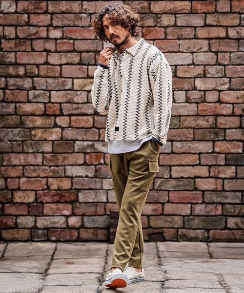CAMBIO(カンビオ)の「ms6536-Geometric Stripe Long Sleeve Shirts ジオメトリックストライプシャツ(PF-262-005)(シャツ/ブラウス・メンズ・ナチュラル/ブラック・L/M)」の13枚目の写真