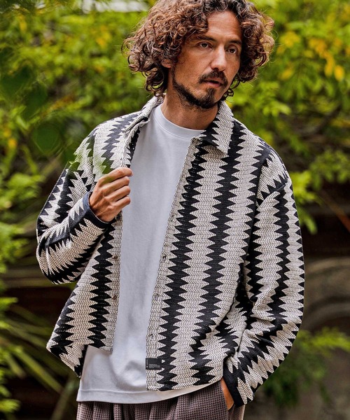 CAMBIO(カンビオ)の「ms6536-Geometric Stripe Long Sleeve Shirts ジオメトリックストライプシャツ(PF-262-005)(シャツ/ブラウス・メンズ・ナチュラル/ブラック・L/M)」の14枚目の写真