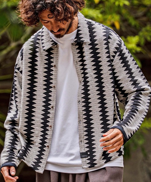 CAMBIO(カンビオ)の「ms6536-Geometric Stripe Long Sleeve Shirts ジオメトリックストライプシャツ(PF-262-005)(シャツ/ブラウス・メンズ・ナチュラル/ブラック・L/M)」の15枚目の写真