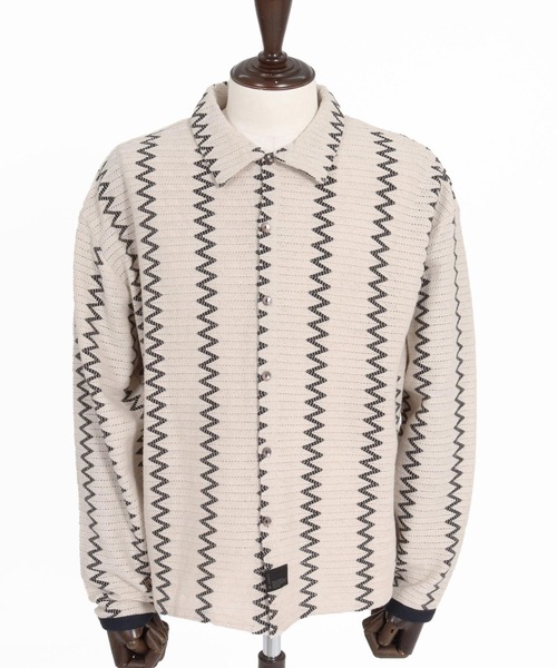 CAMBIO(カンビオ)の「ms6536-Geometric Stripe Long Sleeve Shirts ジオメトリックストライプシャツ(PF-262-005)(シャツ/ブラウス・メンズ・ナチュラル/ブラック・L/M)」の19枚目の写真