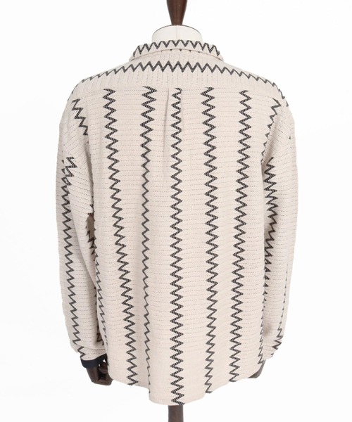 CAMBIO(カンビオ)の「ms6536-Geometric Stripe Long Sleeve Shirts ジオメトリックストライプシャツ(PF-262-005)(シャツ/ブラウス・メンズ・ナチュラル/ブラック・L/M)」の3枚目の写真