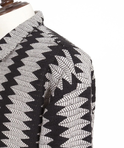 CAMBIO(カンビオ)の「ms6536-Geometric Stripe Long Sleeve Shirts ジオメトリックストライプシャツ(PF-262-005)(シャツ/ブラウス・メンズ・ナチュラル/ブラック・L/M)」の8枚目の写真