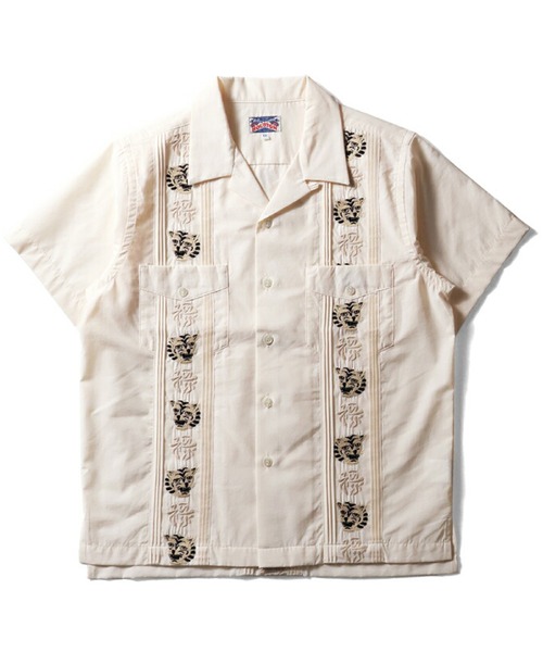 HOUSTON(ヒューストン)の「HOUSTON 刺繍キューバシャツ(虎福)(シャツ/ブラウス・レディース・ブラック/ブラウン/オフホワイト・1/0)」の3枚目の写真