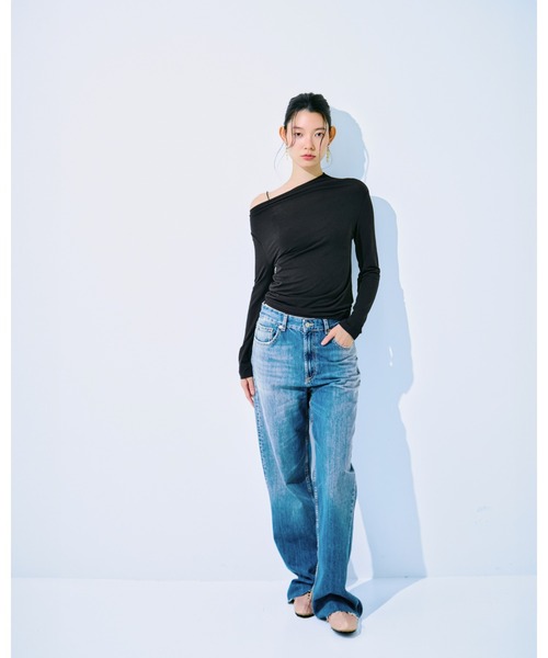 kiehtova(キエトヴァ)の「【kiehtova】VEIL DRAPE TOPS/ヴェール ドレープ トップス(Tシャツ/カットソー・レディース・カーキ/ホワイト/ブラック・FREE)」の9枚目の写真
