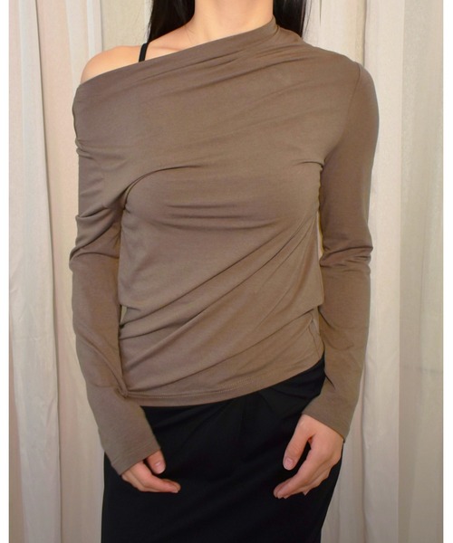 kiehtova(キエトヴァ)の「【kiehtova】VEIL DRAPE TOPS/ヴェール ドレープ トップス(Tシャツ/カットソー・レディース・カーキ/ホワイト/ブラック・FREE)」の20枚目の写真