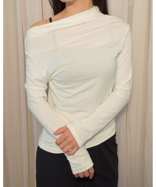 kiehtova(キエトヴァ)の「【kiehtova】VEIL DRAPE TOPS/ヴェール ドレープ トップス(Tシャツ/カットソー・レディース・カーキ/ホワイト/ブラック・FREE)」の21枚目の写真