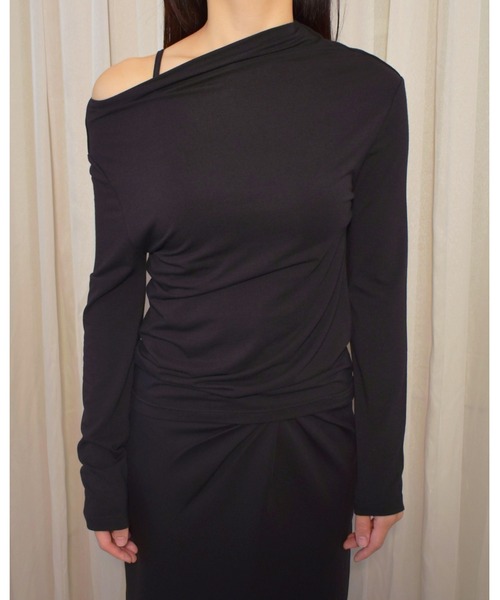 kiehtova(キエトヴァ)の「【kiehtova】VEIL DRAPE TOPS/ヴェール ドレープ トップス(Tシャツ/カットソー・レディース・カーキ/ホワイト/ブラック・FREE)」の22枚目の写真