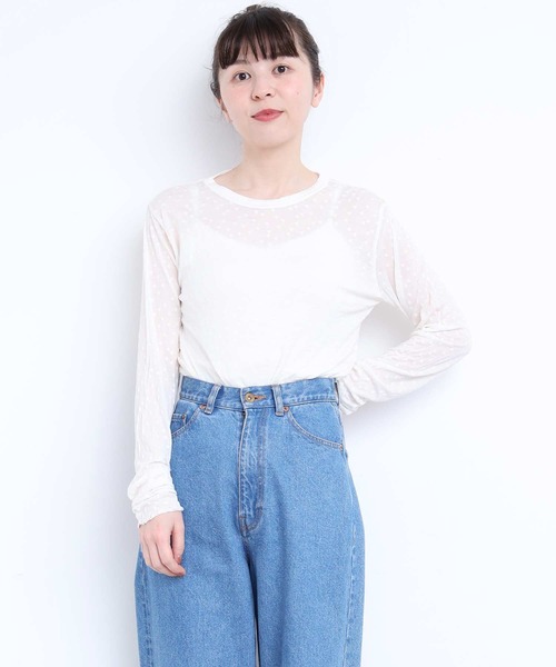 l'atelier du savon（アトリエドサボン）の「すけすけドット　クルーネックロンＴ（Tシャツ/カットソー・レディース・アイボリー/ブラック・FREE）」の15枚目の写真