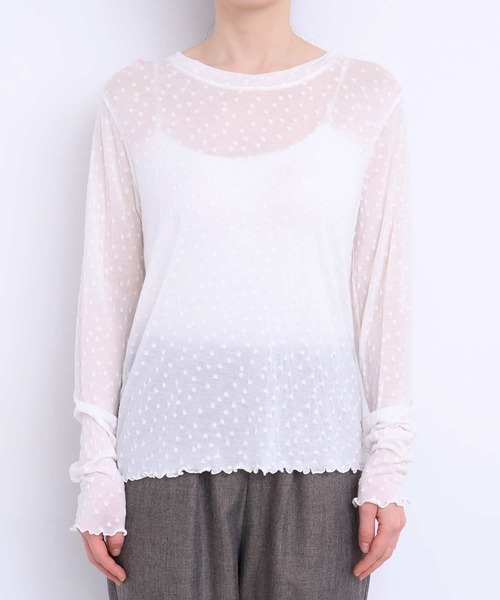 l'atelier du savon（アトリエドサボン）の「すけすけドット　クルーネックロンＴ（Tシャツ/カットソー・レディース・アイボリー/ブラック・FREE）」の21枚目の写真