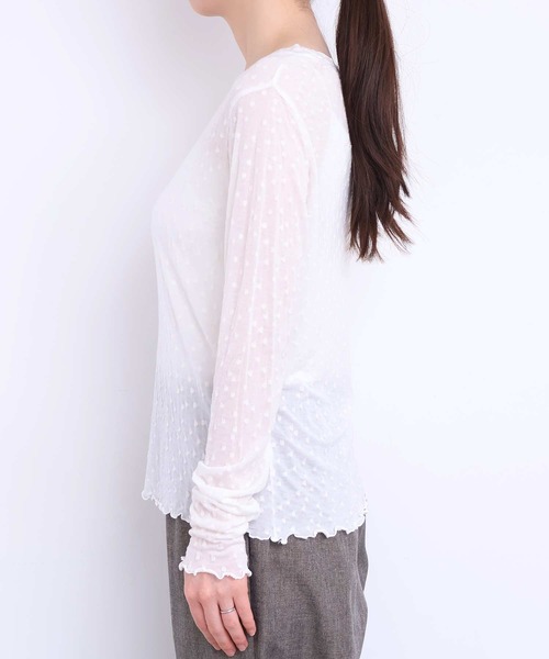 l'atelier du savon（アトリエドサボン）の「すけすけドット　クルーネックロンＴ（Tシャツ/カットソー・レディース・アイボリー/ブラック・FREE）」の22枚目の写真
