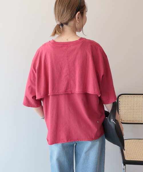 AMERICAN HOLIC（アメリカンホリック）の「レイヤード風加工Tシャツ（Tシャツ/カットソー・レディース・レッド/ブラック/ネイビー/オフホワイト・FREE）」の8枚目の写真