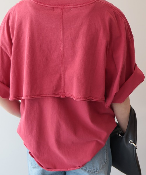 AMERICAN HOLIC（アメリカンホリック）の「レイヤード風加工Tシャツ（Tシャツ/カットソー・レディース・レッド/ブラック/ネイビー/オフホワイト・FREE）」の14枚目の写真