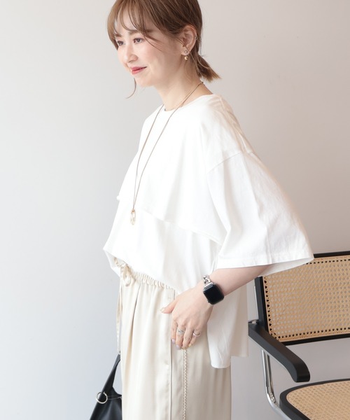 AMERICAN HOLIC（アメリカンホリック）の「レイヤード風加工Tシャツ（Tシャツ/カットソー・レディース・レッド/ブラック/ネイビー/オフホワイト・FREE）」の18枚目の写真