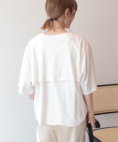 AMERICAN HOLIC（アメリカンホリック）の「レイヤード風加工Tシャツ（Tシャツ/カットソー・レディース・レッド/ブラック/ネイビー/オフホワイト・FREE）」の19枚目の写真