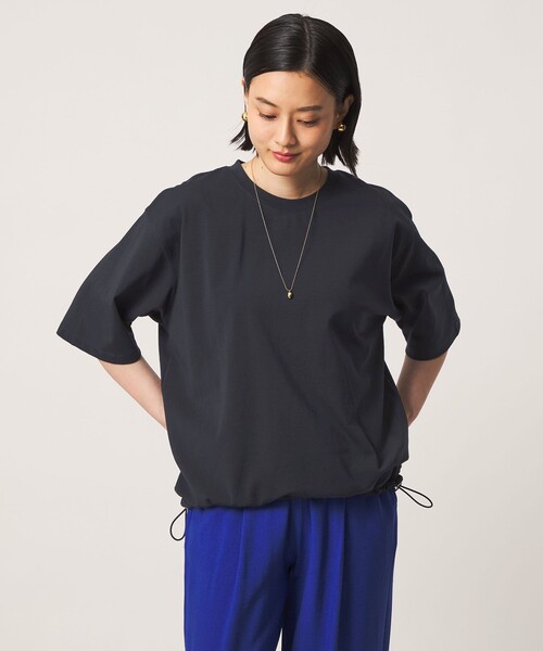 A DAY IN THE LIFE UNITED ARROWS(アデイインザライフユナイテッドアローズ)の「ポンチ ドロストTシャツ ‐吸水速乾・接触冷感‐<A DAY IN THE LIFE>(Tシャツ/カットソー・レディース・モカ/オフホワイト/ネイビー・FREE)」の3枚目の写真