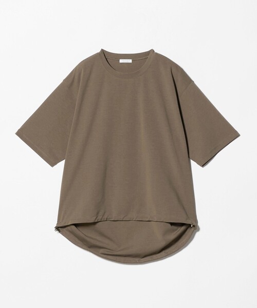 A DAY IN THE LIFE UNITED ARROWS(アデイインザライフユナイテッドアローズ)の「ポンチ ドロストTシャツ ‐吸水速乾・接触冷感‐<A DAY IN THE LIFE>(Tシャツ/カットソー・レディース・モカ/オフホワイト/ネイビー・FREE)」の2枚目の写真