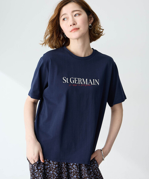 Petit Honfleur(プチオンフルール)の「ロゴプリントTシャツ【接触冷感・UVカット・オーガニックコットンブレンド】(Tシャツ/カットソー・レディース・ネイビー/ホワイト・M/L)」の17枚目の写真