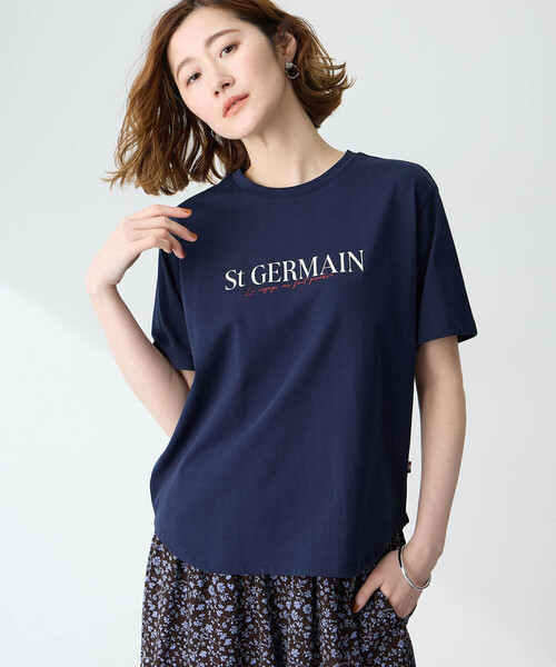 Petit Honfleur(プチオンフルール)の「ロゴプリントTシャツ【接触冷感・UVカット・オーガニックコットンブレンド】(Tシャツ/カットソー・レディース・ネイビー/ホワイト・M/L)」の18枚目の写真