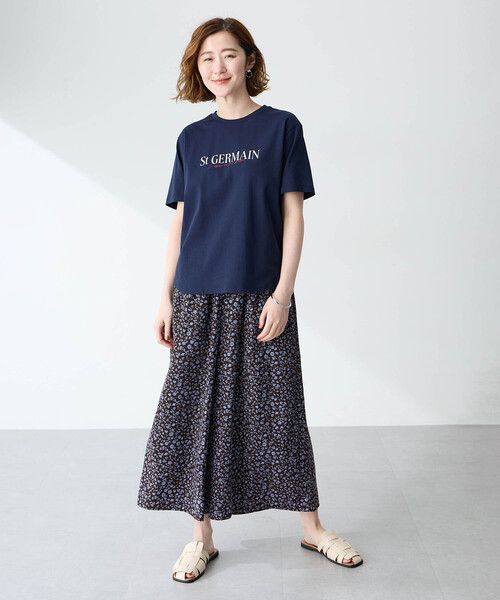 Petit Honfleur(プチオンフルール)の「ロゴプリントTシャツ【接触冷感・UVカット・オーガニックコットンブレンド】(Tシャツ/カットソー・レディース・ネイビー/ホワイト・M/L)」の20枚目の写真