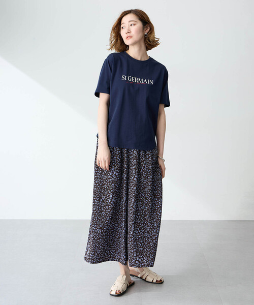 Petit Honfleur(プチオンフルール)の「ロゴプリントTシャツ【接触冷感・UVカット・オーガニックコットンブレンド】(Tシャツ/カットソー・レディース・ネイビー/ホワイト・M/L)」の21枚目の写真