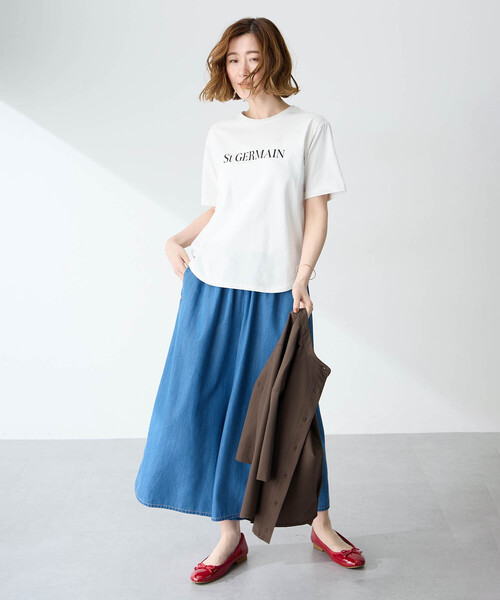 Petit Honfleur(プチオンフルール)の「ロゴプリントTシャツ【接触冷感・UVカット・オーガニックコットンブレンド】(Tシャツ/カットソー・レディース・ネイビー/ホワイト・M/L)」の22枚目の写真