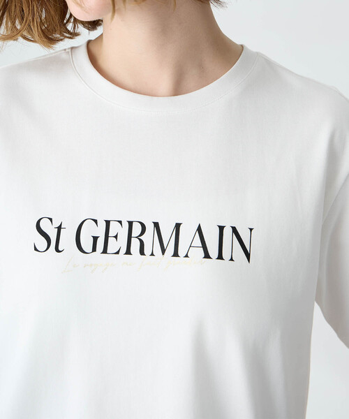 Petit Honfleur(プチオンフルール)の「ロゴプリントTシャツ【接触冷感・UVカット・オーガニックコットンブレンド】(Tシャツ/カットソー・レディース・ネイビー/ホワイト・M/L)」の13枚目の写真