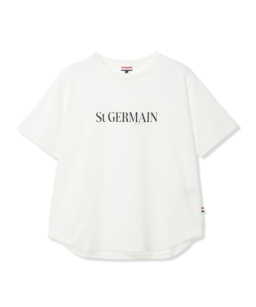 Petit Honfleur(プチオンフルール)の「ロゴプリントTシャツ【接触冷感・UVカット・オーガニックコットンブレンド】(Tシャツ/カットソー・レディース・ネイビー/ホワイト・M/L)」の5枚目の写真
