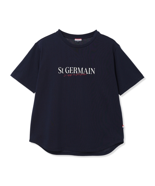 Petit Honfleur(プチオンフルール)の「ロゴプリントTシャツ【接触冷感・UVカット・オーガニックコットンブレンド】(Tシャツ/カットソー・レディース・ネイビー/ホワイト・M/L)」の4枚目の写真