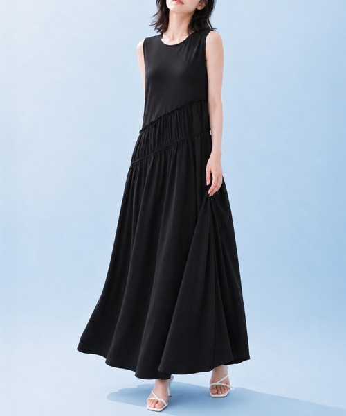 by LEGNA（バイレグナ）の「COOLIFYノースリーブワンピース（ワンピース・レディース・ダークグレー/ブラック・LARGE/MEDIUM）」の2枚目の写真