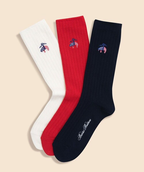 BROOKS BROTHERS(ブルックスブラザーズ)の「【アメリカ建国250th記念】 コットンブレンド 星条旗GFロゴ クルーソックス <ウィメンズ>(ソックス/靴下・レディース・レッド/ネイビー/ホワイト・ONE SIZE)」の7枚目の写真