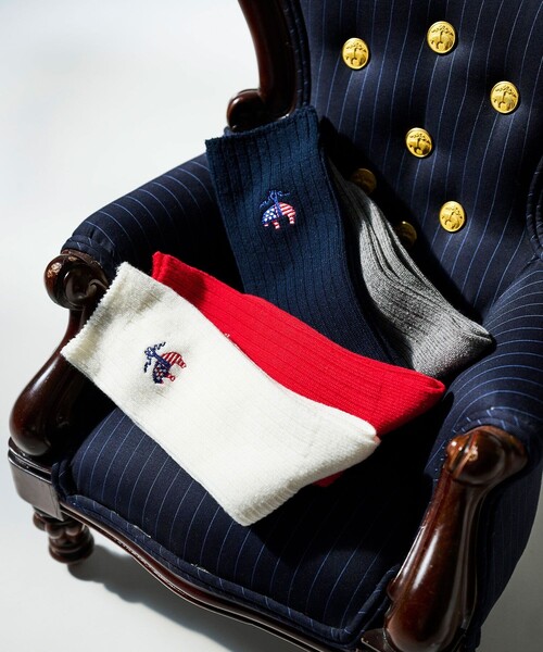 BROOKS BROTHERS(ブルックスブラザーズ)の「【アメリカ建国250th記念】 コットンブレンド 星条旗GFロゴ クルーソックス <ウィメンズ>(ソックス/靴下・レディース・レッド/ネイビー/ホワイト・ONE SIZE)」の8枚目の写真