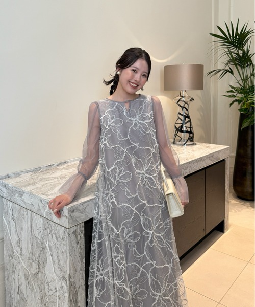 LE'RURE(リルアー)の「Plume broderie balloon dress(ドレス・レディース・グレー/イエロー・M-Long/MEDIUM)」の3枚目の写真