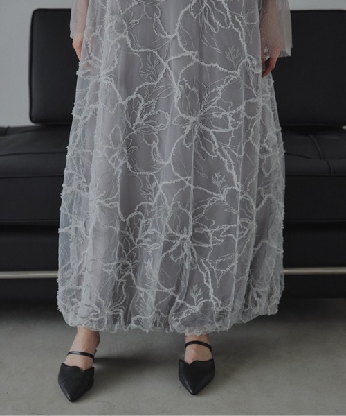 LE'RURE(リルアー)の「Plume broderie balloon dress(ドレス・レディース・グレー/イエロー・M-Long/MEDIUM)」の17枚目の写真