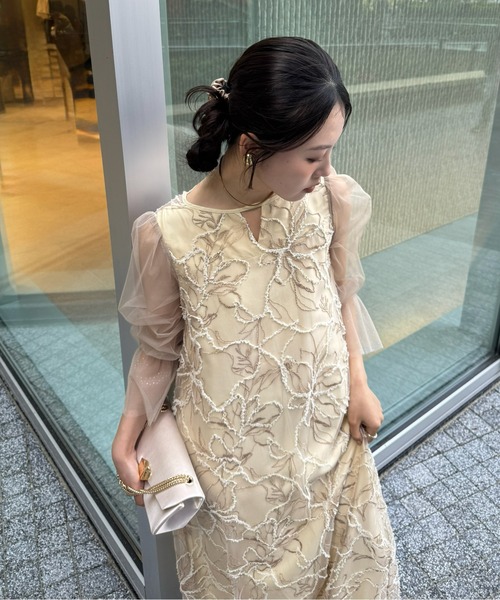 LE'RURE(リルアー)の「Plume broderie balloon dress(ドレス・レディース・グレー/イエロー・M-Long/MEDIUM)」の18枚目の写真