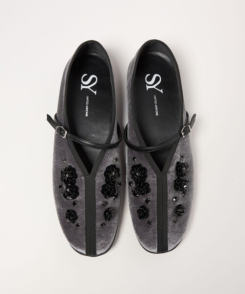 SY UNITED ARROWS（シーユナイテッドアローズ）の「＜SY＞フラワービジューチャイナベルト フラット20↑（バレエシューズ・レディース・ブラック/ライトグレー/ダークブラウン/ワインレッド・24cm/22.5cm/23.5cm/23cm/25cm/24.5cm）」の2枚目の写真
