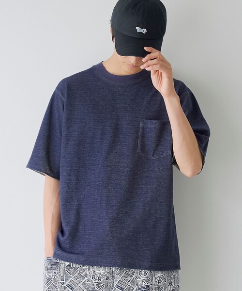coen(コーエン)の「【吸水速乾/UVカット】配色ポンチ半袖ポケットTシャツ(Tシャツ/カットソー・メンズ・ケリーグリーン/ワインレッド/ネイビー・M/S/XL/L)」の3枚目の写真