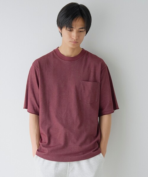coen(コーエン)の「【吸水速乾/UVカット】配色ポンチ半袖ポケットTシャツ(Tシャツ/カットソー・メンズ・ケリーグリーン/ワインレッド/ネイビー・M/S/XL/L)」の15枚目の写真