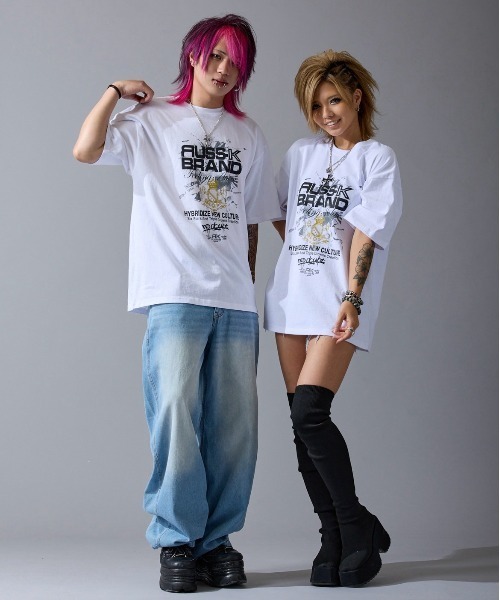 RUSS-K（ラスケー）の「【RUSS-K】別注 プリント 半袖Tシャツ（Tシャツ/カットソー・メンズ・ホワイト/ブラック系・SMALL/MEDIUM/LARGE）」の5枚目の写真