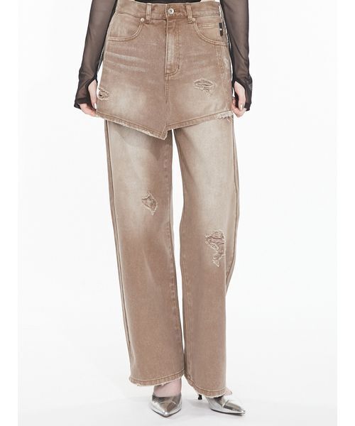 SORIN（ソリン　）の「Layered Like Damage Jeans / レイヤードライクダメージジーンズ（デニムパンツ・レディース・ブラウン/インディゴブルー・36/38）」の6枚目の写真