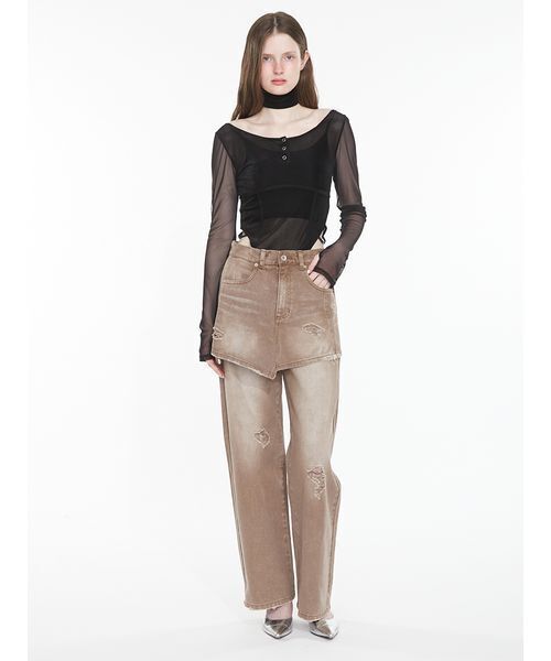 SORIN（ソリン　）の「Layered Like Damage Jeans / レイヤードライクダメージジーンズ（デニムパンツ・レディース・ブラウン/インディゴブルー・36/38）」の9枚目の写真