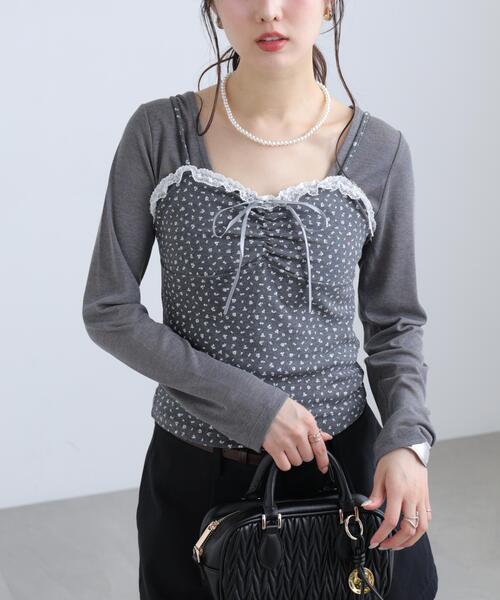 FREE'S MART(フリーズマート)の「◆花柄キャミ×カーディガンセット(Tシャツ/カットソー・レディース・グレー/ホワイト/ブラウン・FREE)」の9枚目の写真