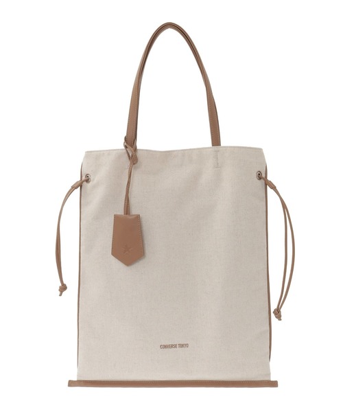 CONVERSE TOKYO(コンバーストウキョウ)の「LINEN GATHERED TOTE BAG(トートバッグ・レディース・ブラック/ベージュ・FREE)」の2枚目の写真
