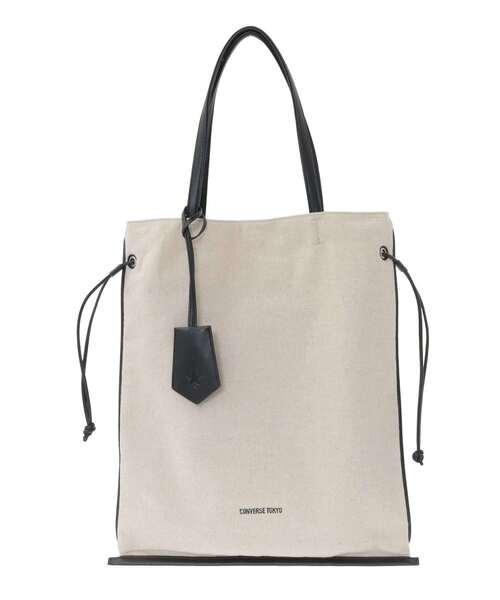 CONVERSE TOKYO(コンバーストウキョウ)の「LINEN GATHERED TOTE BAG(トートバッグ・レディース・ブラック/ベージュ・FREE)」の10枚目の写真