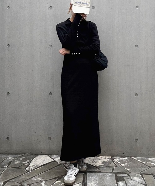 junoah(ジュノア)の「スキッパージャガードカットワンピース(ペチワンピースセット)(ワンピース・レディース・アイボリー/ブラック/ブラウン・LARGE/MEDIUM/SMALL)」の5枚目の写真