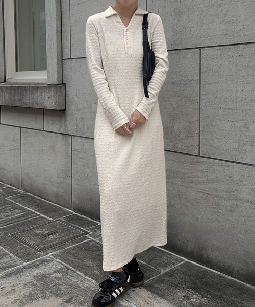 junoah(ジュノア)の「スキッパージャガードカットワンピース(ペチワンピースセット)(ワンピース・レディース・アイボリー/ブラック/ブラウン・LARGE/MEDIUM/SMALL)」の8枚目の写真