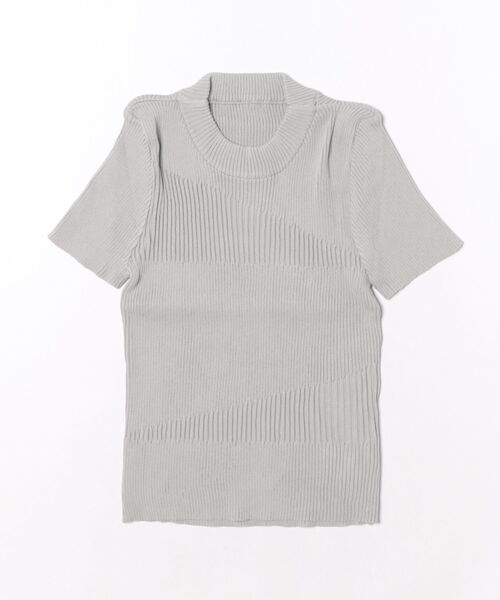 Pittok（ピットク）の「フレンチスリーブ モックネックリブニット（ニット/セーター・レディース・グレー/ホワイト・MEDIUM）」の14枚目の写真