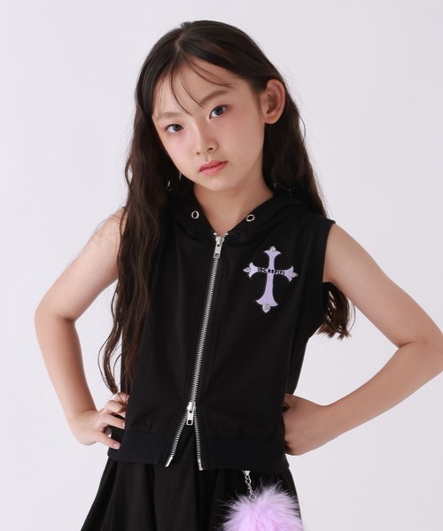 ノースリーブパーカーセット売り10点L〜LL セール】【10C REPIPI】【接触冷感】クロスWZIPノースリーブパーカー